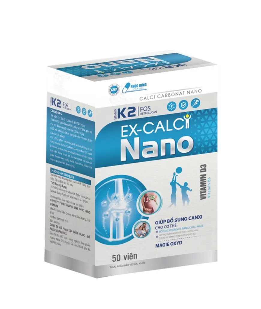 Canxi Ex Calci Nano - Bổ Sung Canxi, Vitamin D3, FOS Cho Xương Khỏe